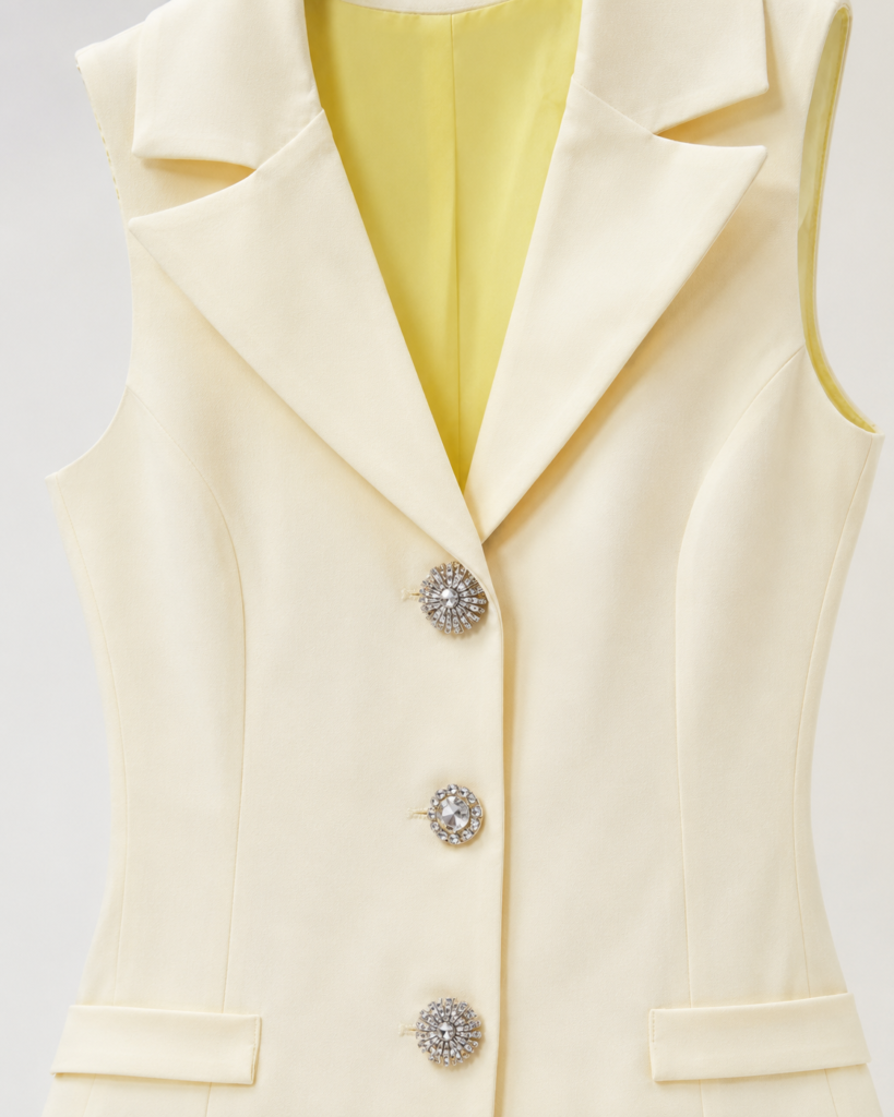 EMY Paris Sleeveless Tailored Vest & Pleated Maxi Skirt Set