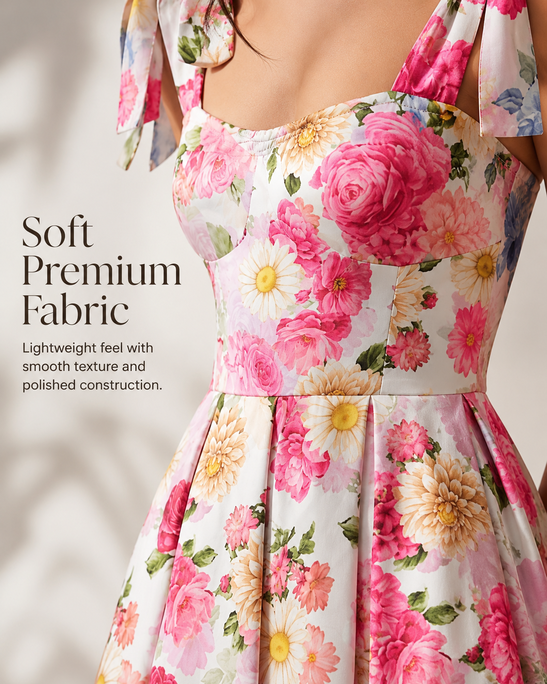SHELLA — Robe d'été fleurie à épaules nouées et ourlet en dentelle / Floral Tie-Shoulder Sundress with Lace Hem / فستان صيفي مزهّر بكتفين مربوطين وحاشية دانتيل