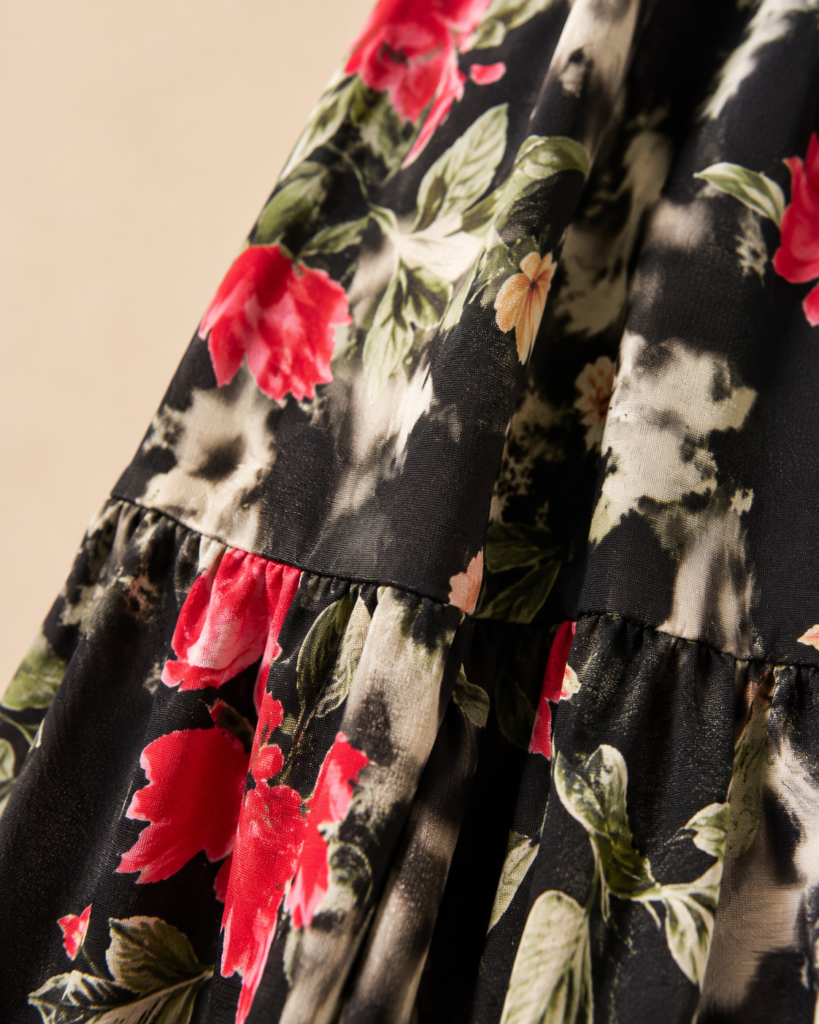 Floral Twisted Bust Chain-Strap Maxi Dress
