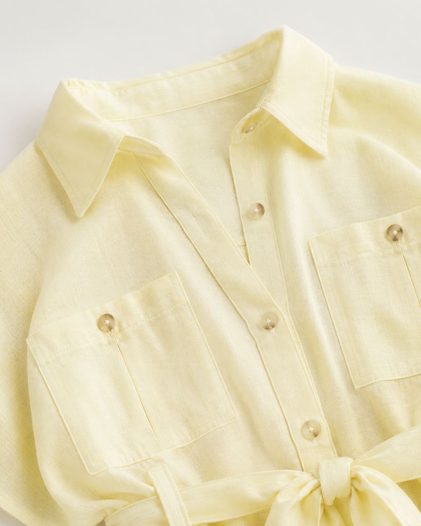 Women's Linen-Look Belted Two-Piece Set