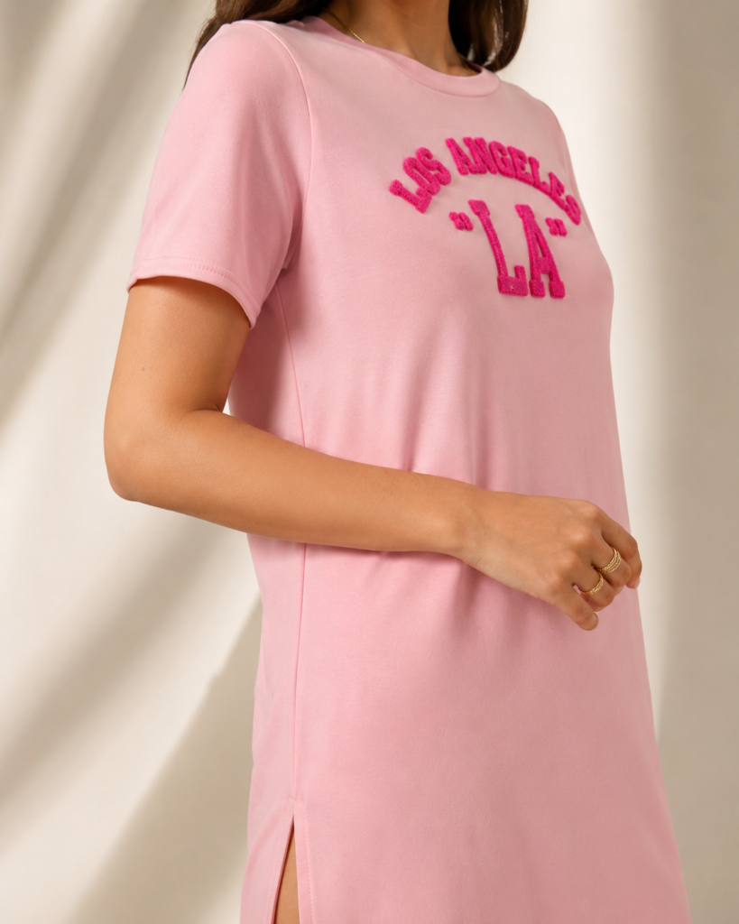 Women's Los Angeles Chenille Lettering Maxi T-Shirt Dress