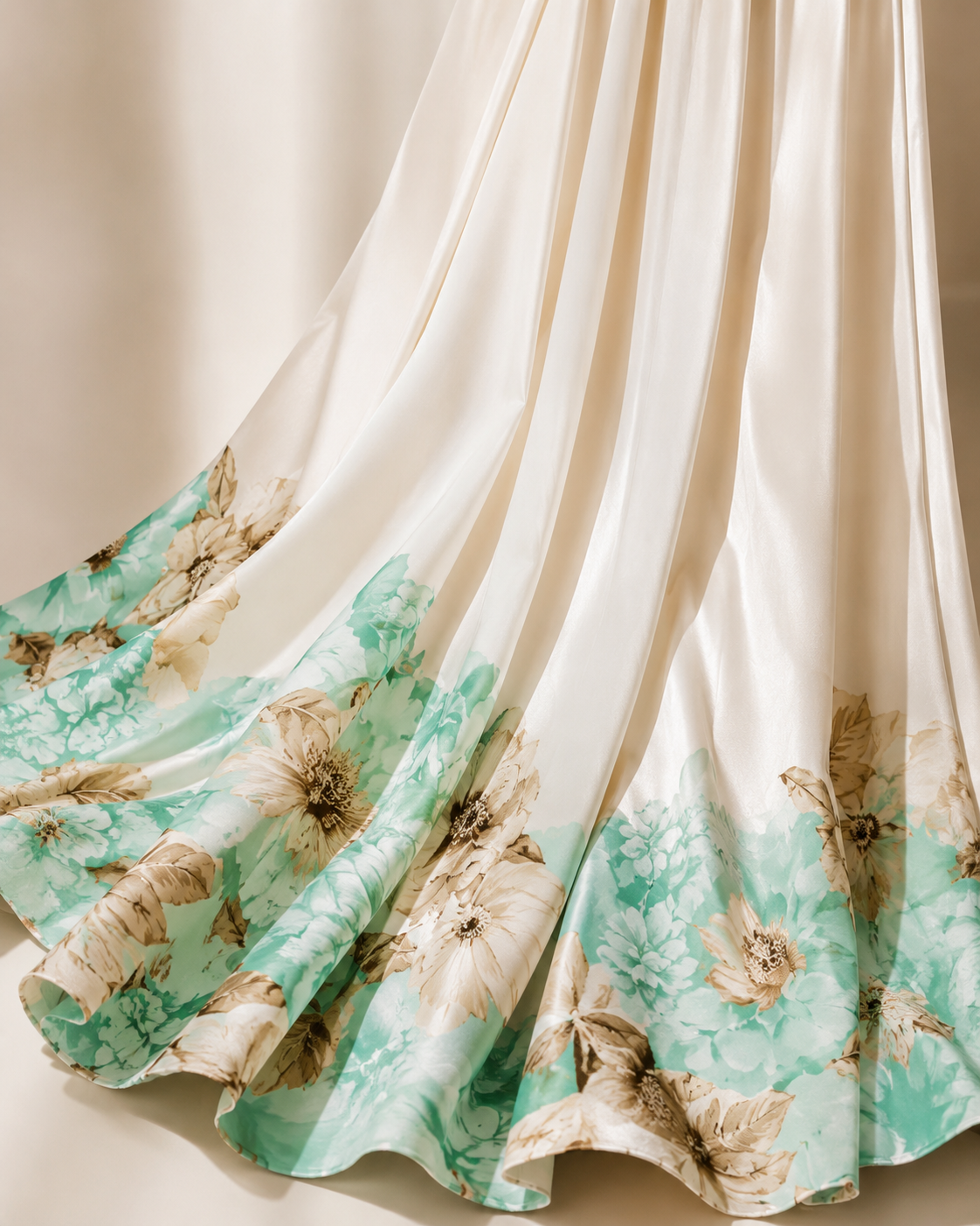 SHELLA — Robe longue fleurie menthe dos-nu à taille nouée / Mint Floral Halter Tie-Waist Maxi Dress / فستان طويل مزهّر منعنع برقبة هالتر وخصر مربوط