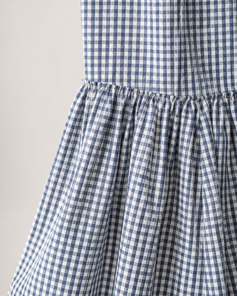 One-Shoulder Gingham Maxi Dress