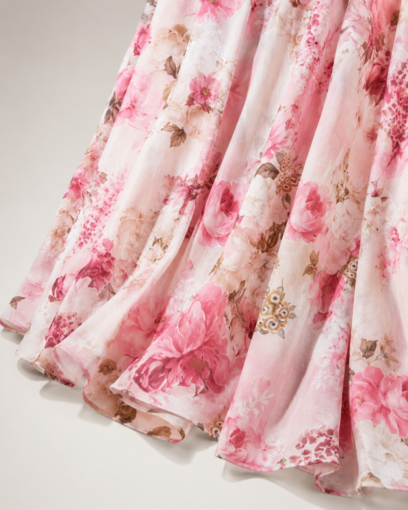 Pink Watercolor Floral Spaghetti Strap Maxi Dress