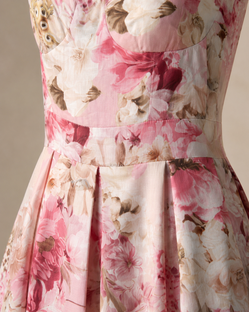 Pink Watercolor Floral Spaghetti Strap Maxi Dress