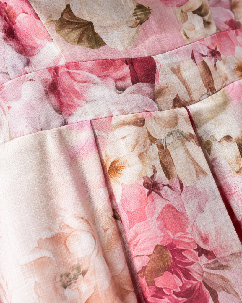 Pink Watercolor Floral Spaghetti Strap Maxi Dress