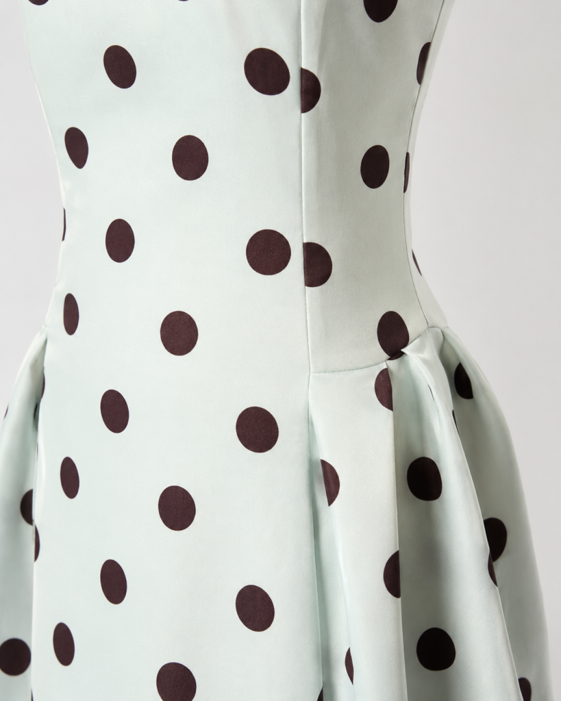 Polka Dot Square-Neck Midi Dress