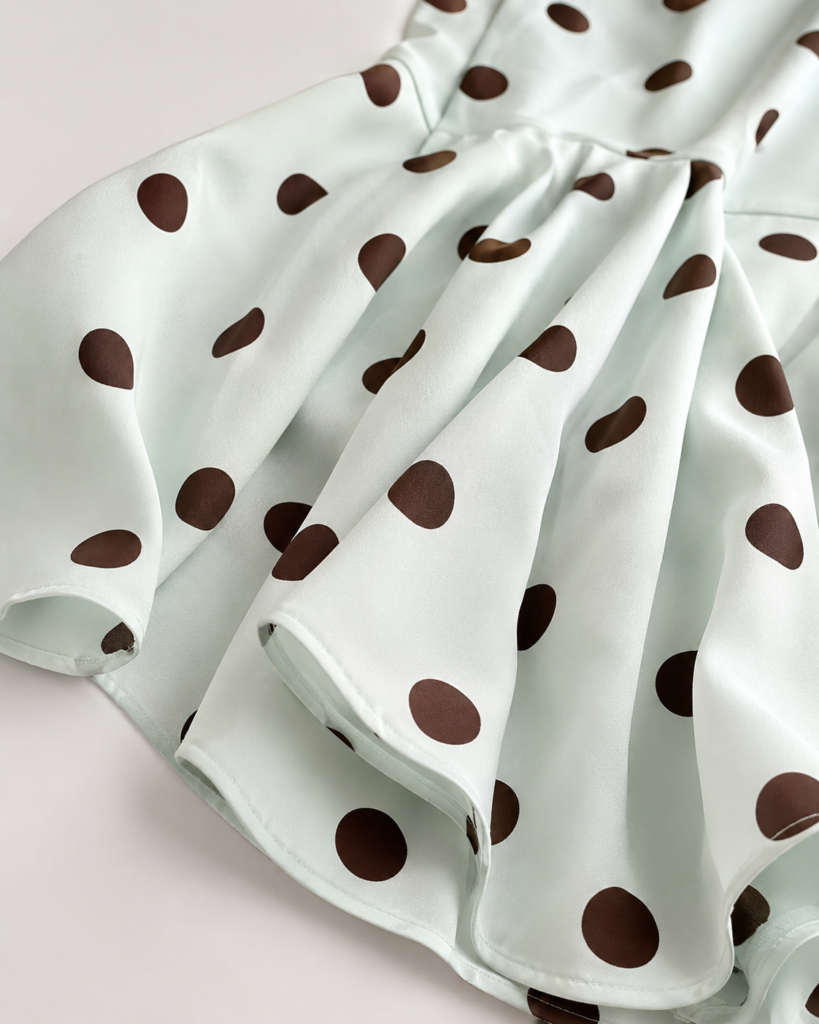 Polka Dot Square-Neck Midi Dress
