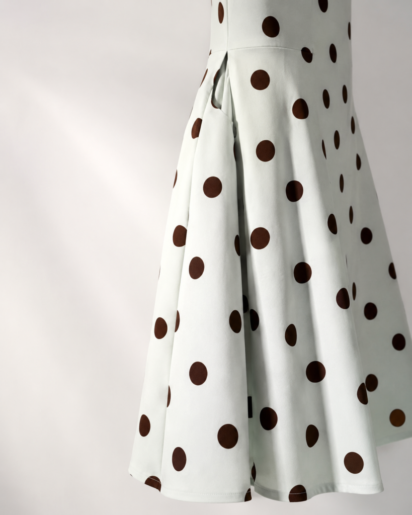Polka Dot Square-Neck Midi Dress