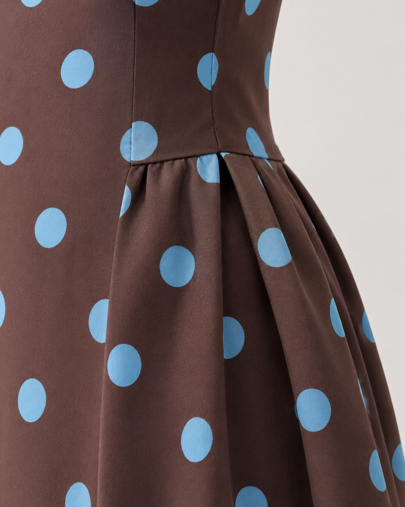 Polka Dot Square-Neck Midi Dress
