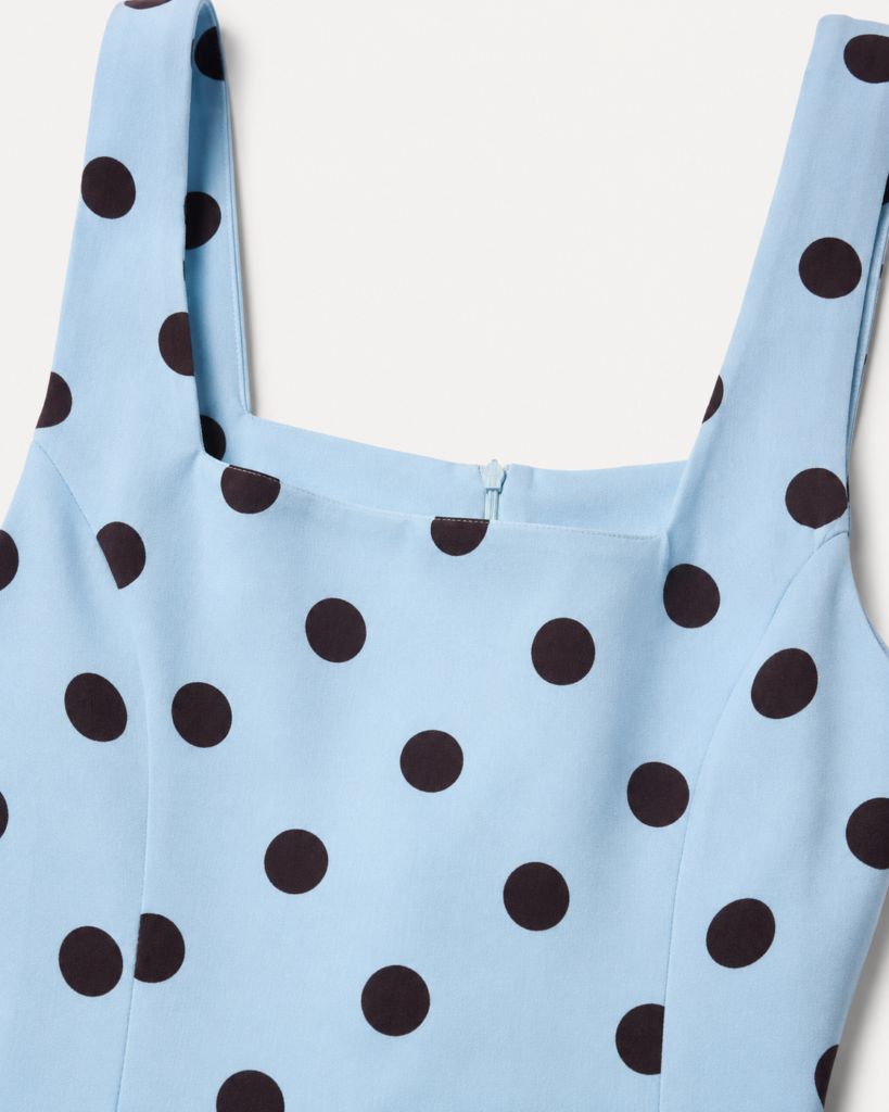 Polka Dot Square-Neck Midi Dress