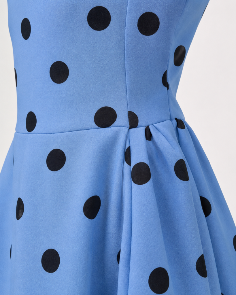 Polka Dot Square-Neck Midi Dress