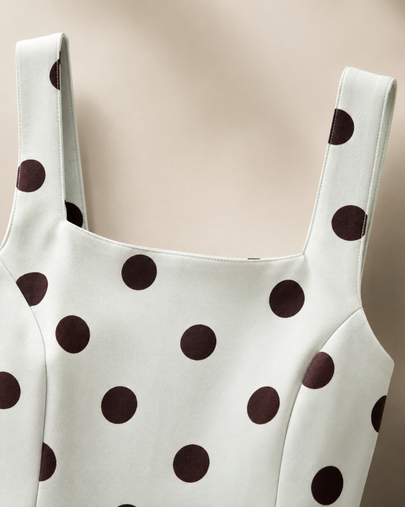 Polka Dot Square-Neck Midi Dress