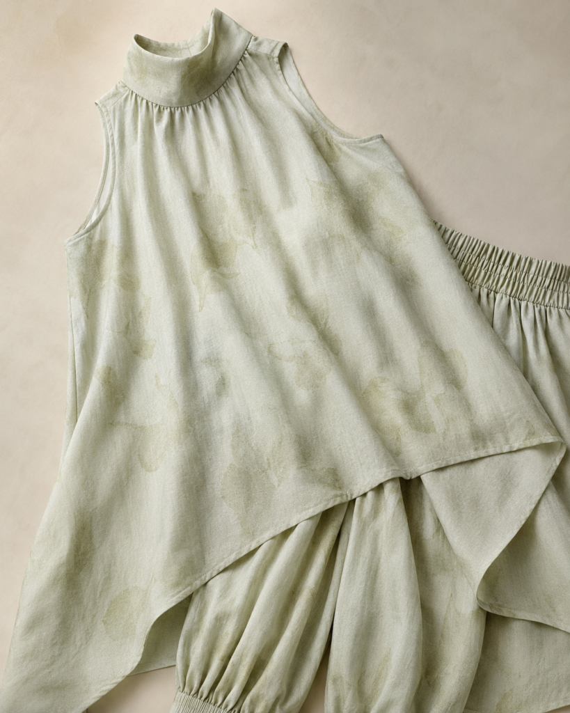 Sage Green Asymmetrical Tunic & Harem Pants Co-Ord Set