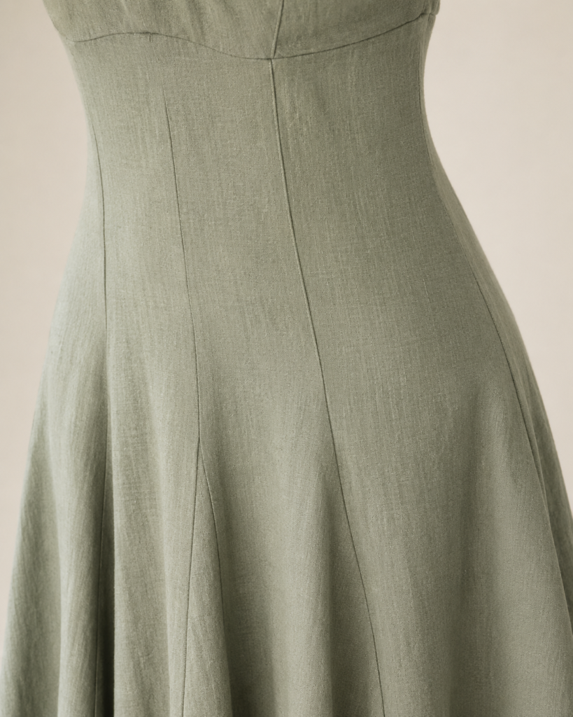 Sage Green Linen-Blend Strappy Maxi Dress