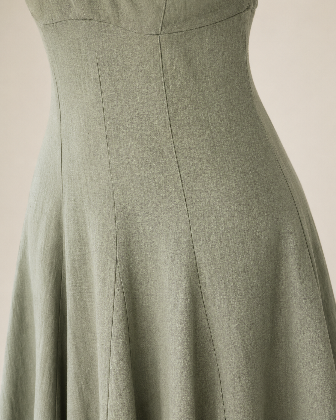 SHELLA — Robe longue vert sauge effet lin à fines bretelles / Sage Green Linen-Blend Strappy Maxi Dress / فستان طويل أخضر مريمي بمظهر الكتان وحمالات رفيعة