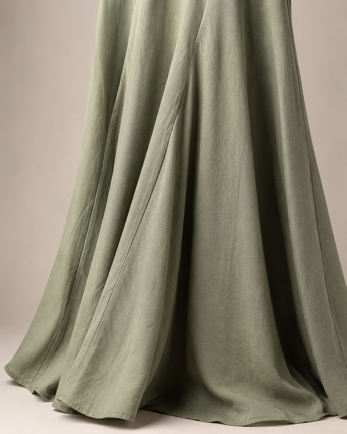 SHELLA — Robe longue vert sauge effet lin à fines bretelles / Sage Green Linen-Blend Strappy Maxi Dress / فستان طويل أخضر مريمي بمظهر الكتان وحمالات رفيعة