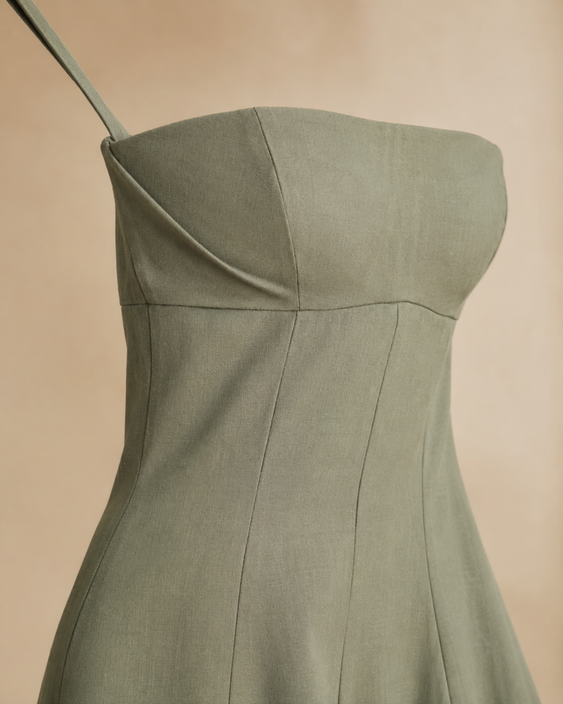 Sage Green Linen-Blend Strappy Maxi Dress