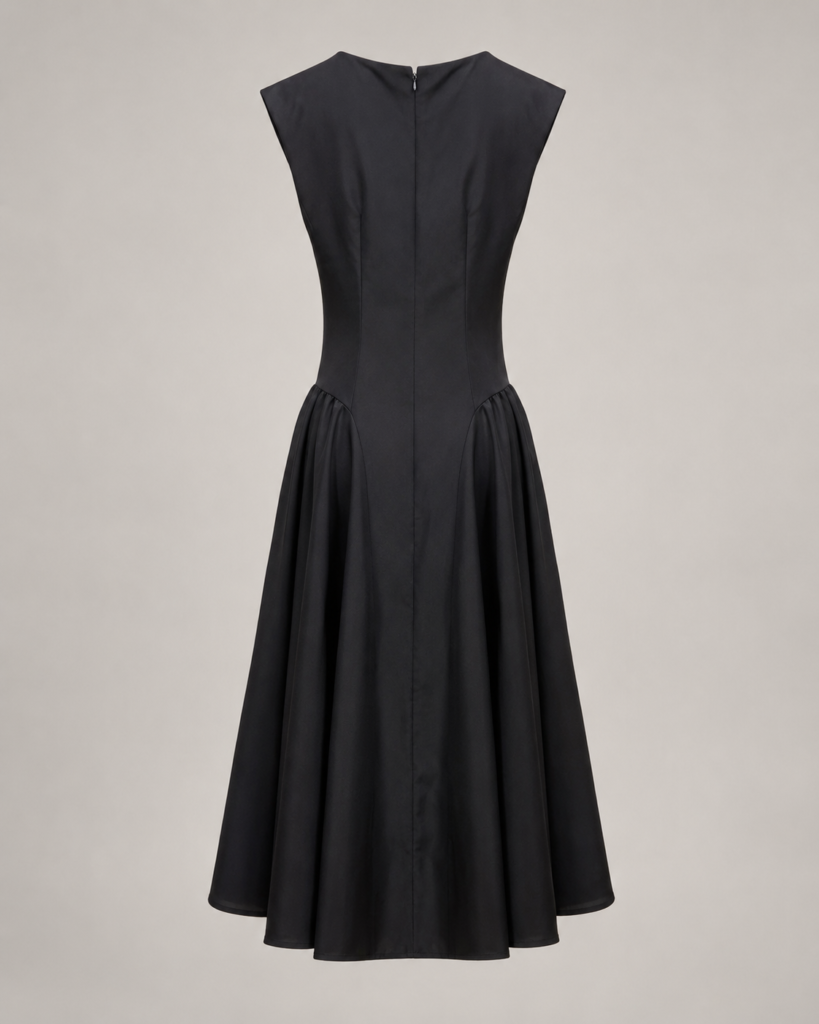 Women's Sleeveless Cowl Neck Drop-Waist Maxi Dress with Gathered Side Panels