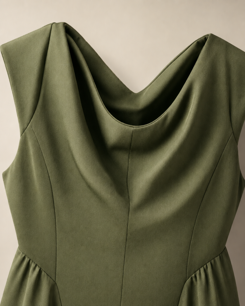 Women's Sleeveless Cowl Neck Drop-Waist Maxi Dress with Gathered Side Panels