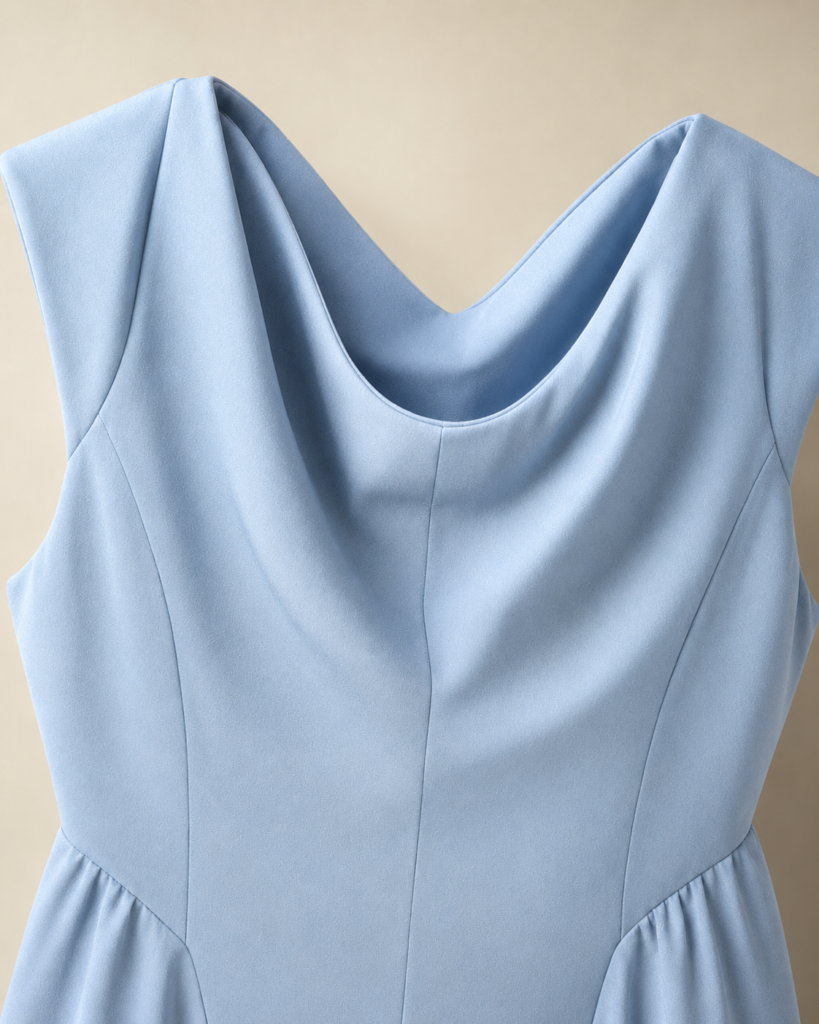 Women's Sleeveless Cowl Neck Drop-Waist Maxi Dress with Gathered Side Panels