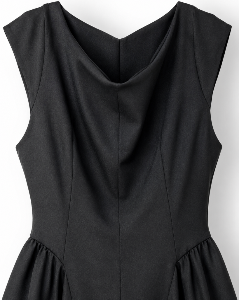 Women's Sleeveless Cowl Neck Drop-Waist Maxi Dress with Gathered Side Panels