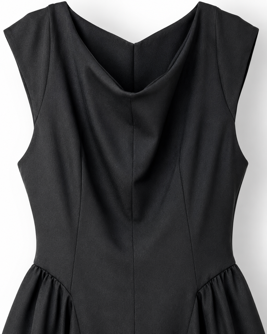 SHELLA — Robe maxi sans manches à col drapé, taille basse & panneaux froncés / Sleeveless Cowl Neck Drop-Waist Maxi Dress / فستان ماكسي بدون أكمام برقبة منسدلة وخصر منخفض وجوانب مكشكشة