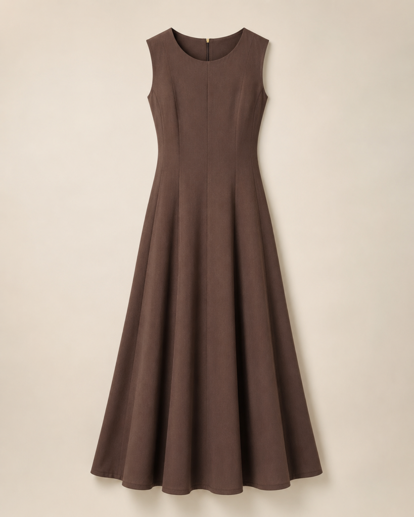 Elegant Sleeveless Panelled Fit-and-Flare Maxi Dress