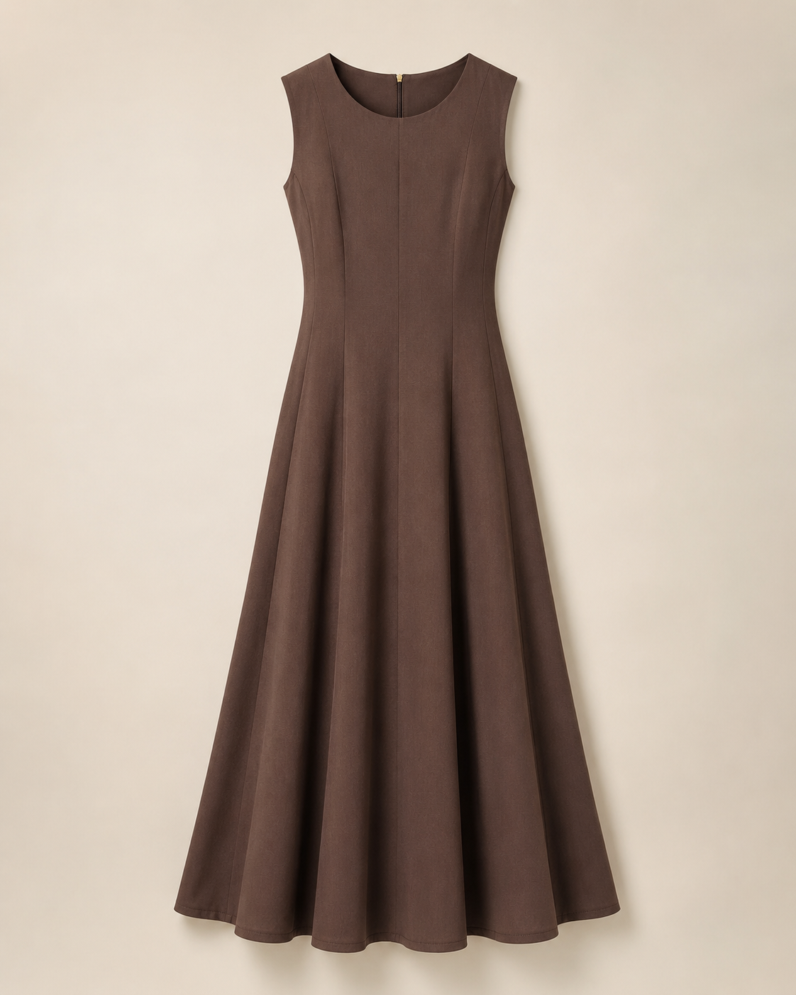 SHELLA — Robe longue évasée sans manches à empiècements & coutures verticales / Elegant Sleeveless Panelled Fit-and-Flare Maxi Dress / فستان طويل واسع بدون أكمام بقصّات عمودية