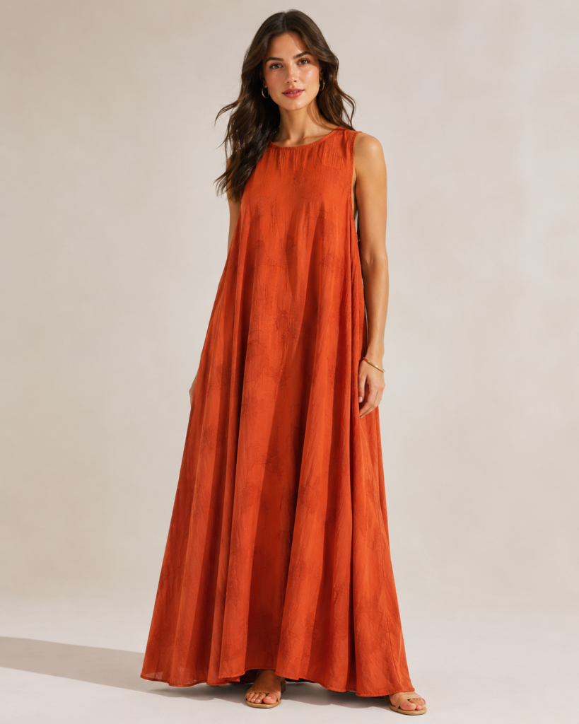 Women's Sleeveless Textured A-Line Maxi Dress