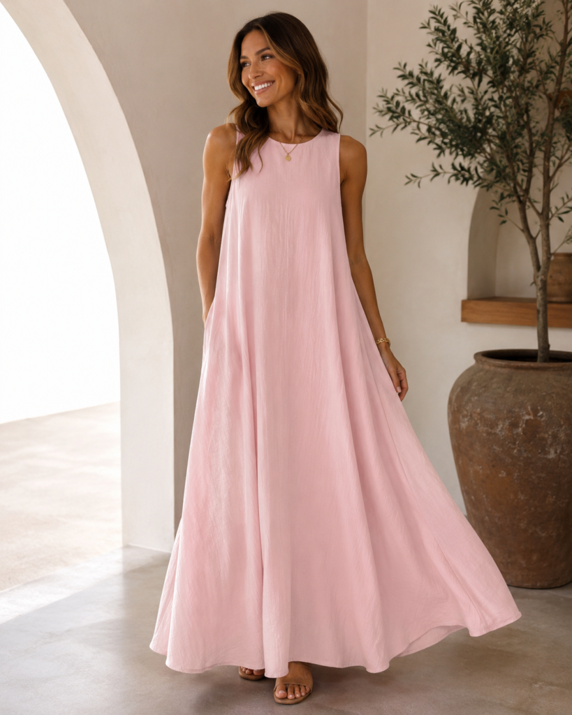 Women's Sleeveless Textured A-Line Maxi Dress