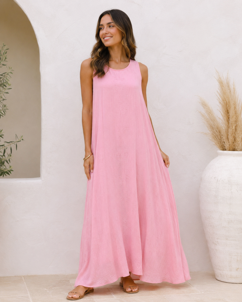 Women's Sleeveless Textured A-Line Maxi Dress