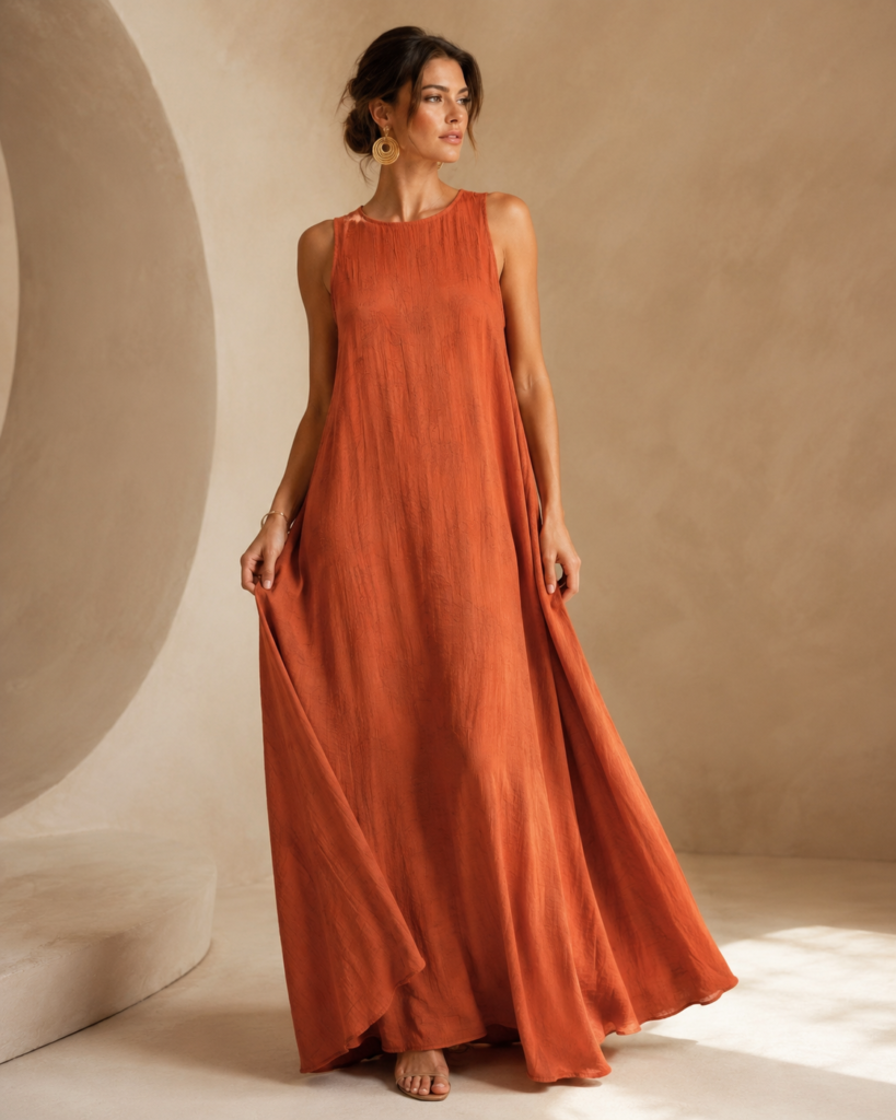 Women's Sleeveless Textured A-Line Maxi Dress