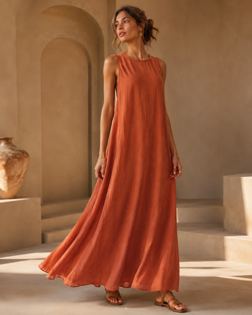 Women's Sleeveless Textured A-Line Maxi Dress
