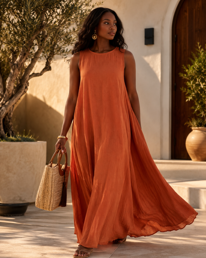 Women's Sleeveless Textured A-Line Maxi Dress