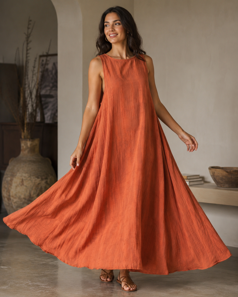 Women's Sleeveless Textured A-Line Maxi Dress