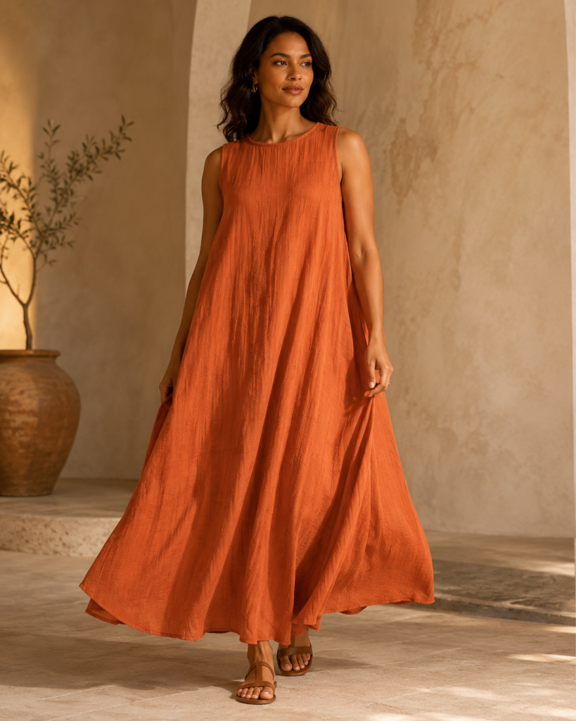 Women's Sleeveless Textured A-Line Maxi Dress