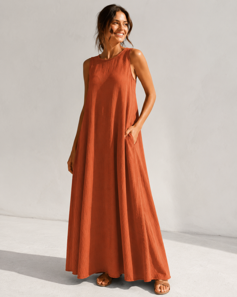 Women's Sleeveless Textured A-Line Maxi Dress