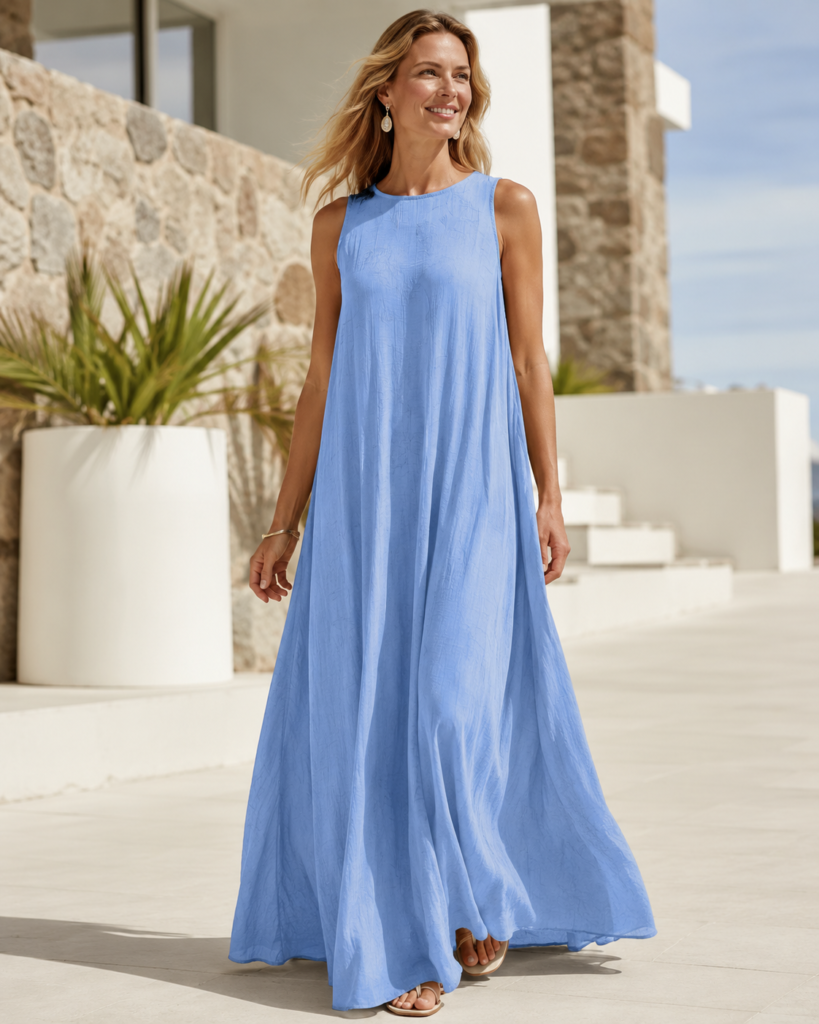 Women's Sleeveless Textured A-Line Maxi Dress