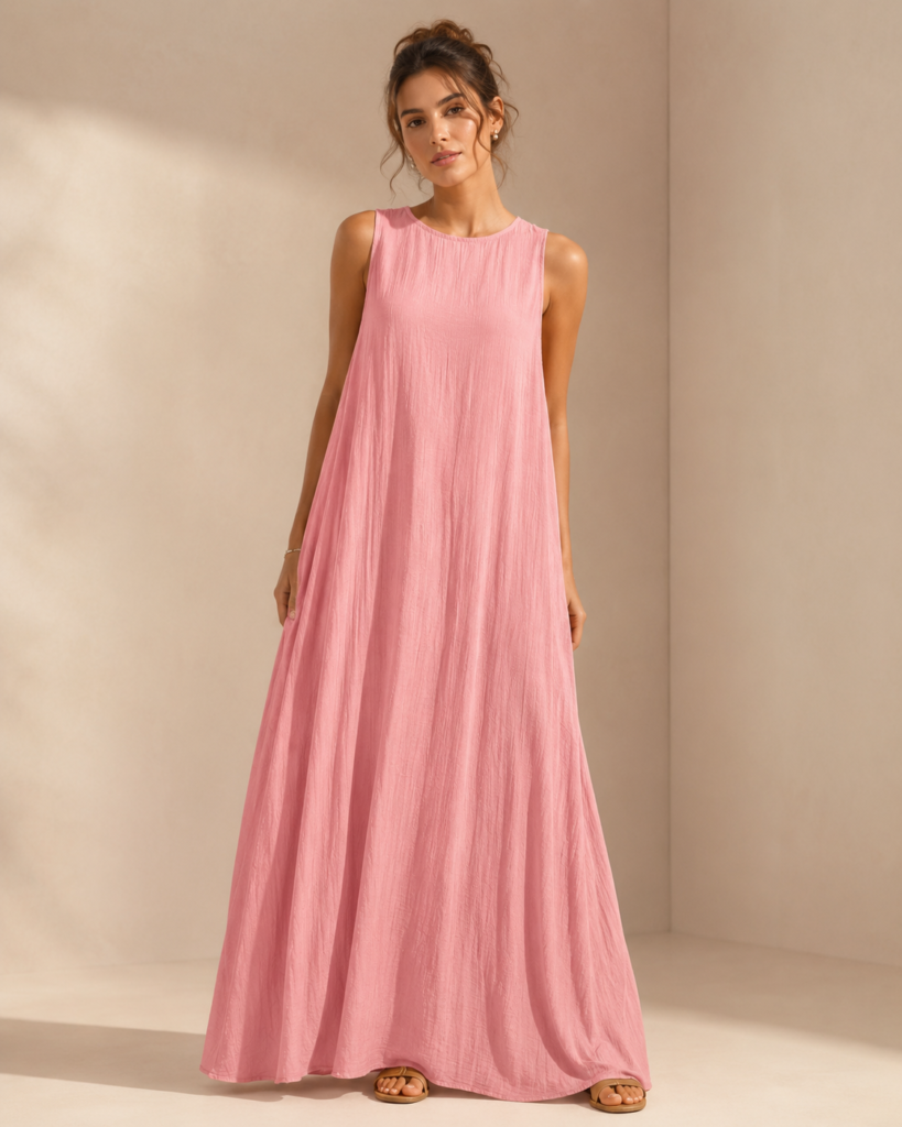 Women's Sleeveless Textured A-Line Maxi Dress