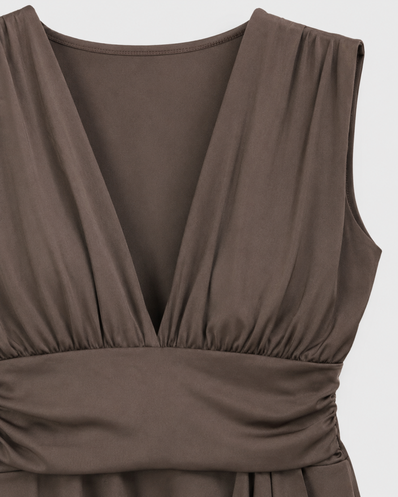 Women's Sleeveless V-Neck Draped Peplum Top