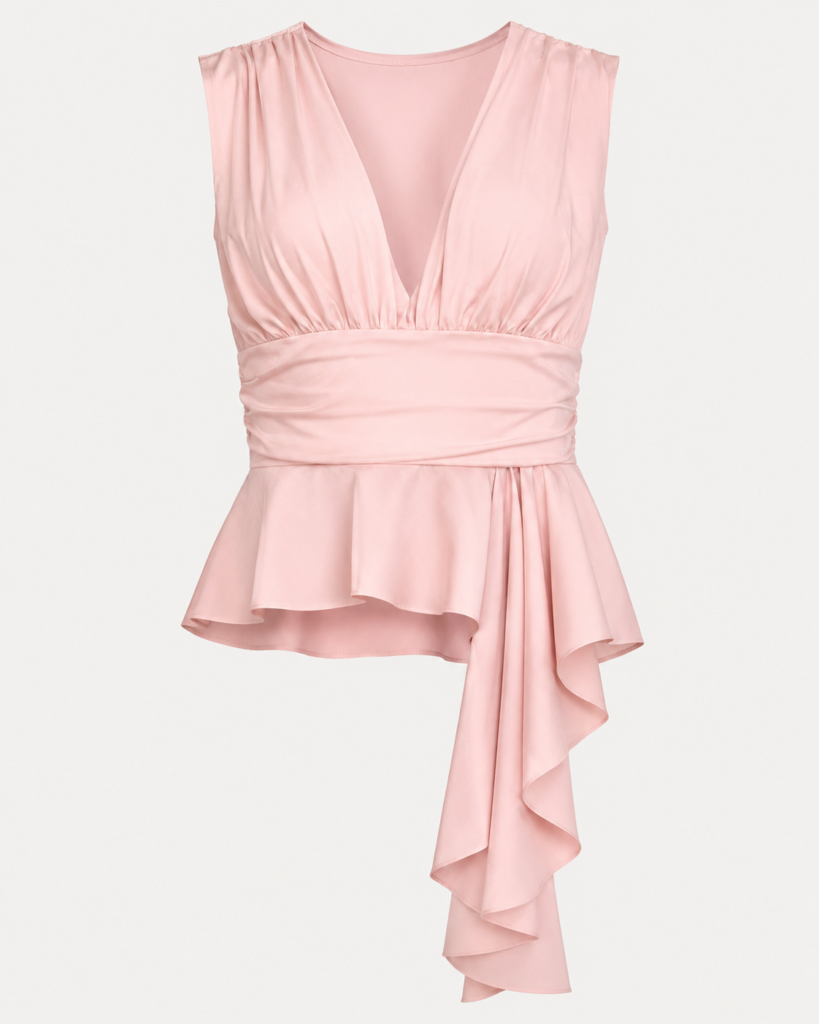 Women's Sleeveless V-Neck Draped Peplum Top