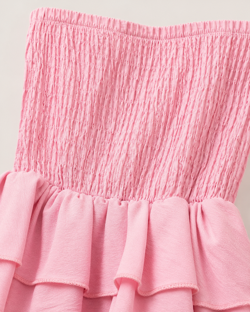 Strapless Smocked Tiered Ruffle Maxi Dress