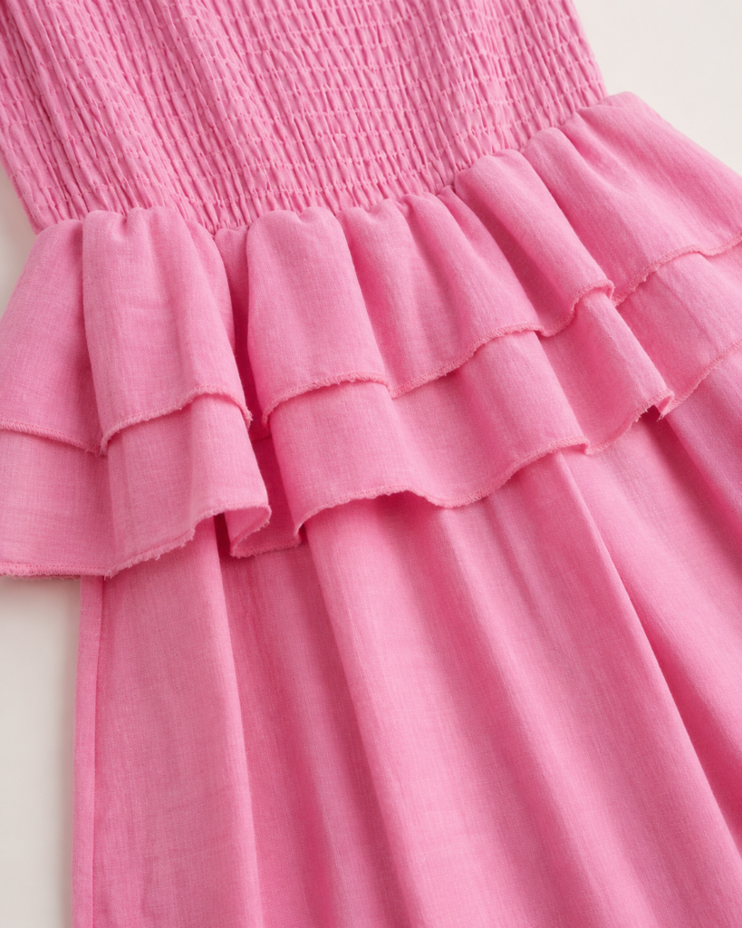 Strapless Smocked Tiered Ruffle Maxi Dress