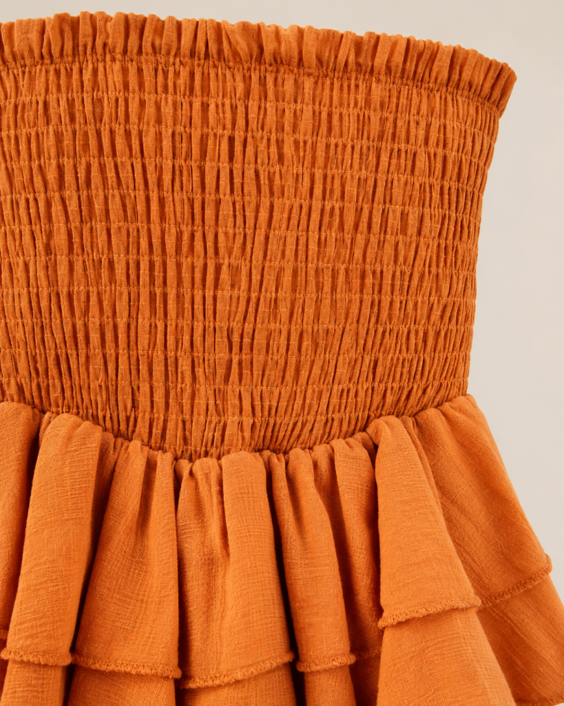 Strapless Smocked Tiered Ruffle Maxi Dress