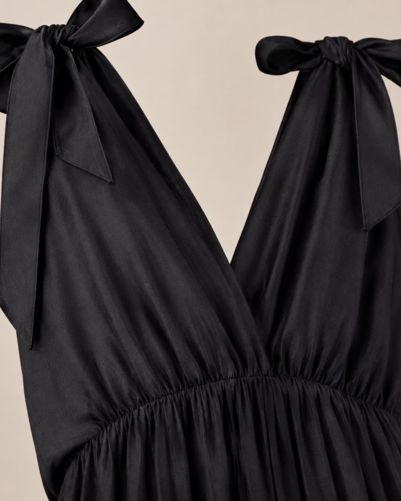 Tie-Shoulder V-Neck Tiered Maxi Dress