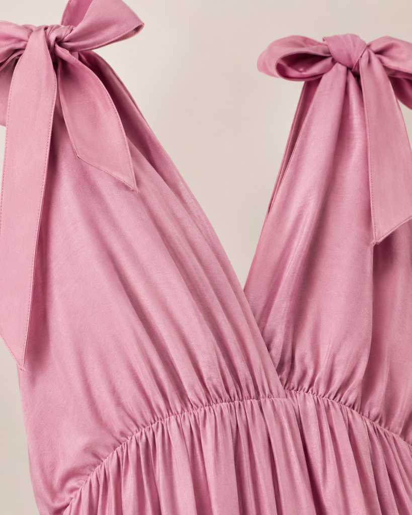 Tie-Shoulder V-Neck Tiered Maxi Dress