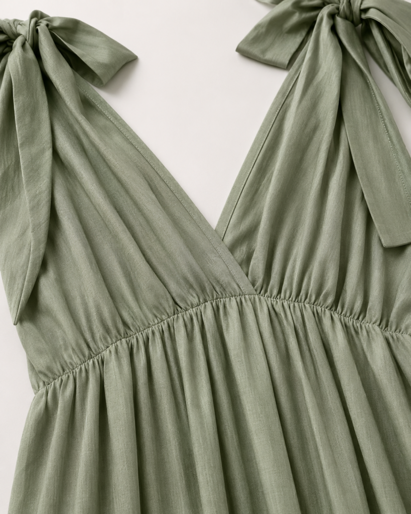 Tie-Shoulder V-Neck Tiered Maxi Dress