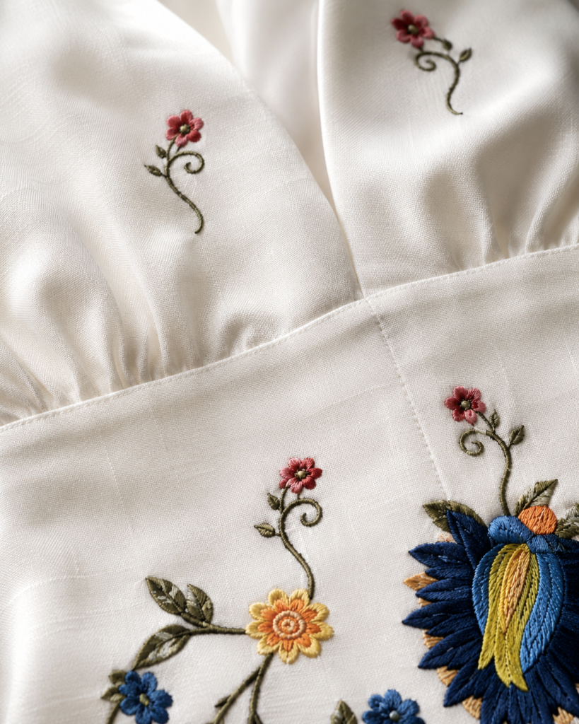 White Floral Embroidered Halter Neck Mini Dress