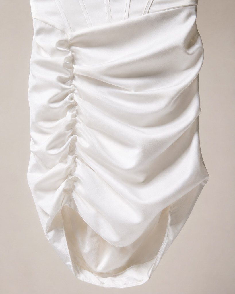 White Strapless Corset Ruched Mini Dress